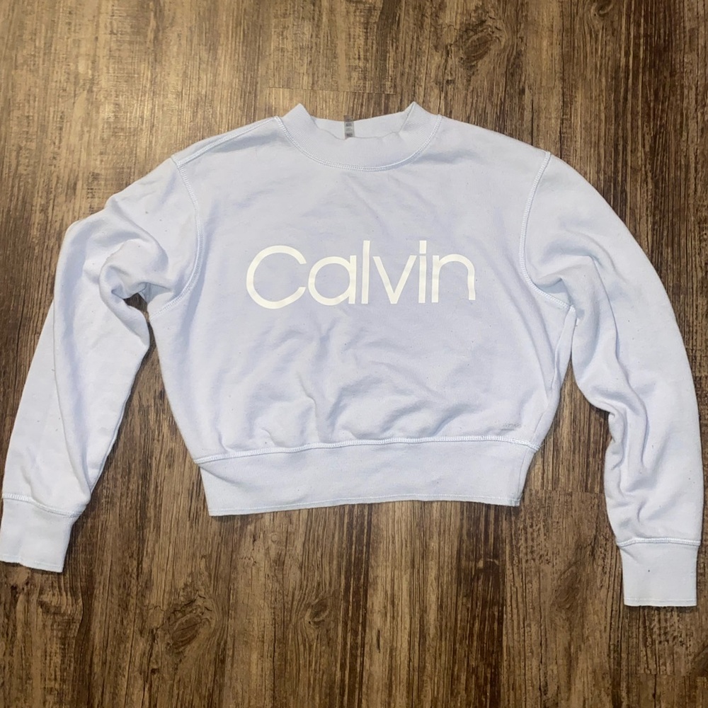 Women's light blue Calvin Klein cropped sw shirt